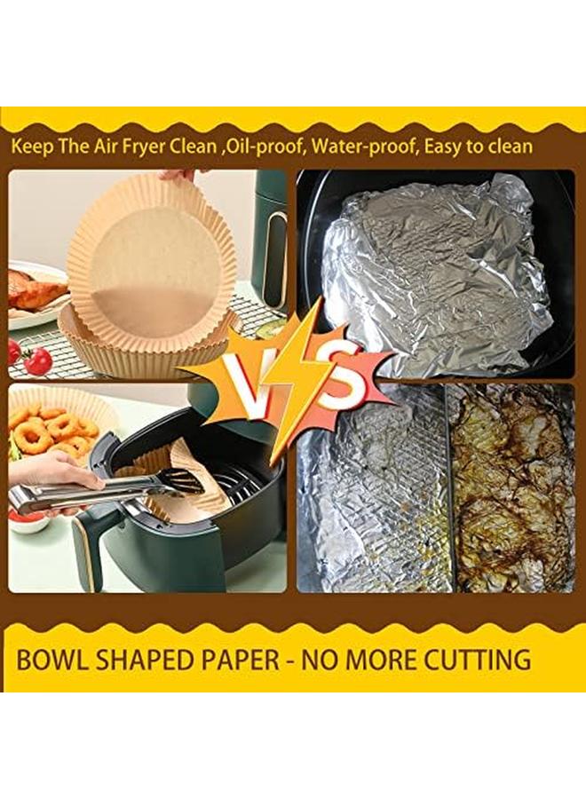 إي سي في في مقلاة هوائية بطانات ورقية للاستعمال مرة واحدة ورق زبدة غير لاصق لبطانات مقلاة الهواء 100 قطعة ورق خبز مستدير طبيعة 100 قطعة - Image 4