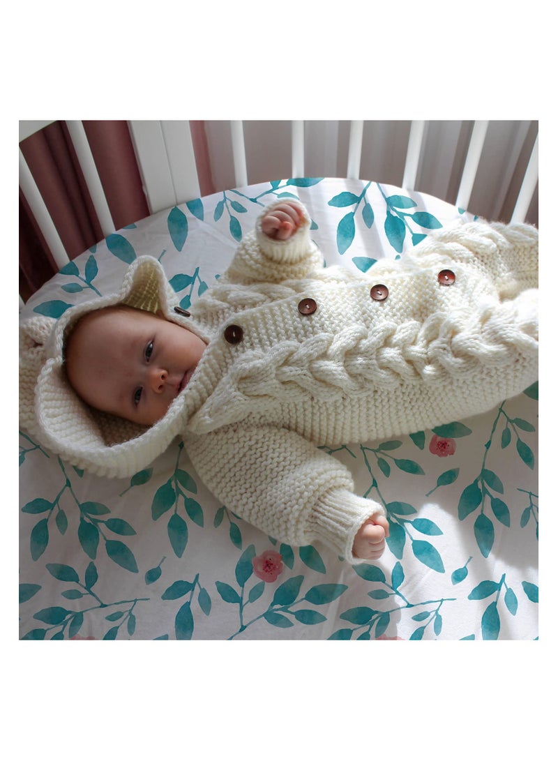 SYOSI 2 Pack Baby Bassinet Crib Sheets, 32X16.5 In Breathable Cozy Fitted Mattress Sheet, Elastic Travel Crib Fashionable Floral Pattern, Standard Cradle Safe Sheets for Baby Boy Girls - Image 2