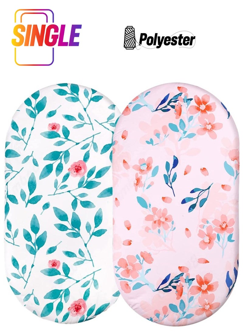 SYOSI 2 Pack Baby Bassinet Crib Sheets, 32X16.5 In Breathable Cozy Fitted Mattress Sheet, Elastic Travel Crib Fashionable Floral Pattern, Standard Cradle Safe Sheets for Baby Boy Girls - Image 1