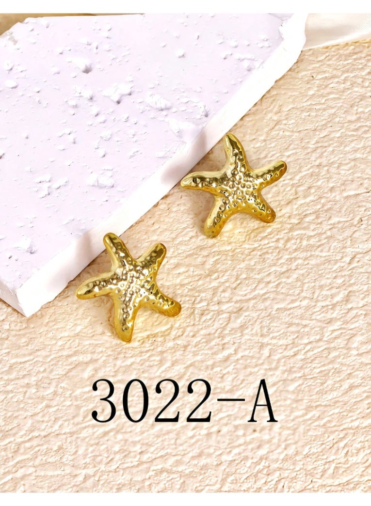 SHEIN 10 PCS  Shell, Starfish, Seashell & Bow Stud Earrings Set, Ocean Style Earrings - Image 5