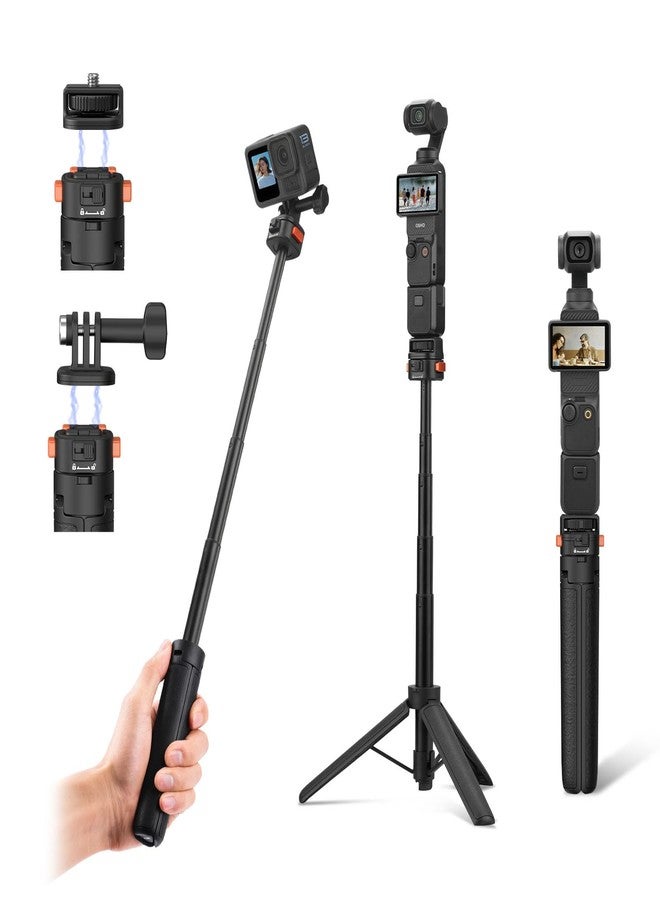 BRDRC Osmo Pocket 3 Tripod for Go Pro Action Camera, Mini Table Desk Extendable Tripod Stand Small Handheld Selfie Stick with Quick Release 1/4'' Screw Vlog for DJI Action 5 Pro for Insta360 X4 Accessories - Image 1