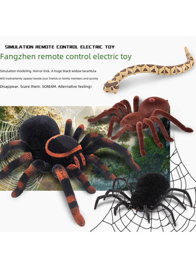 Simulation Remote Control Two-way Four-way Trick Spider Skeleton Tarantula Black Widow Mouse Rattlesnake Toy-Color:2112 Two-way Spider  - Image 2