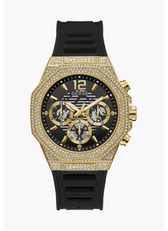 GUESS Guess Men's Black Gold Multi-Function Silicone Strap Watch - GW0518G2  - Image 1