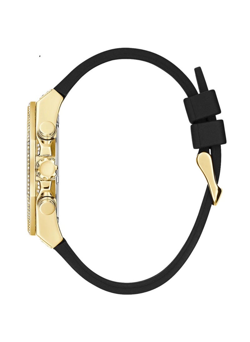 GUESS ساعة جيس للرجال متعددة الوظائف باللون الأسود والذهبي وحزام من السيليكون - GW0518G2  - Image 3