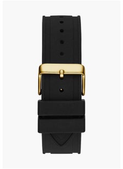 GUESS Guess Men's Black Gold Multi-Function Silicone Strap Watch - GW0518G2  - Image 4