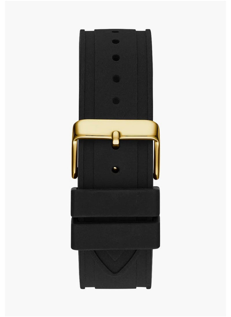 GUESS ساعة جيس للرجال متعددة الوظائف باللون الأسود والذهبي وحزام من السيليكون - GW0518G2  - Image 4