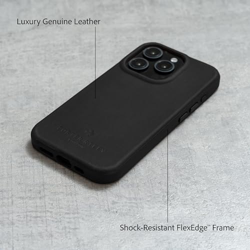 Porter Riley - Premium Leather Case Compatible with iPhone 15 Pro Max. Slim line Bumper Case Compatible with MagSafe – Genuine Leather Cover (Black) - Image 3