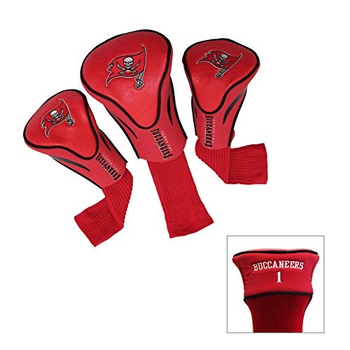 Team Golf NFL Tampa Bay Buccaneers Contour Golf Club Headcovers (3 Count) Numbered 1, 3, & X, Fits Oversized Drivers, Utility, Rescue & Fairway Clubs, Velour lined for Extra Club Protection - Image 2