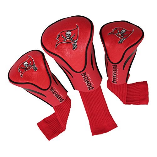 Team Golf NFL Tampa Bay Buccaneers Contour Golf Club Headcovers (3 Count) Numbered 1, 3, & X, Fits Oversized Drivers, Utility, Rescue & Fairway Clubs, Velour lined for Extra Club Protection - Image 1