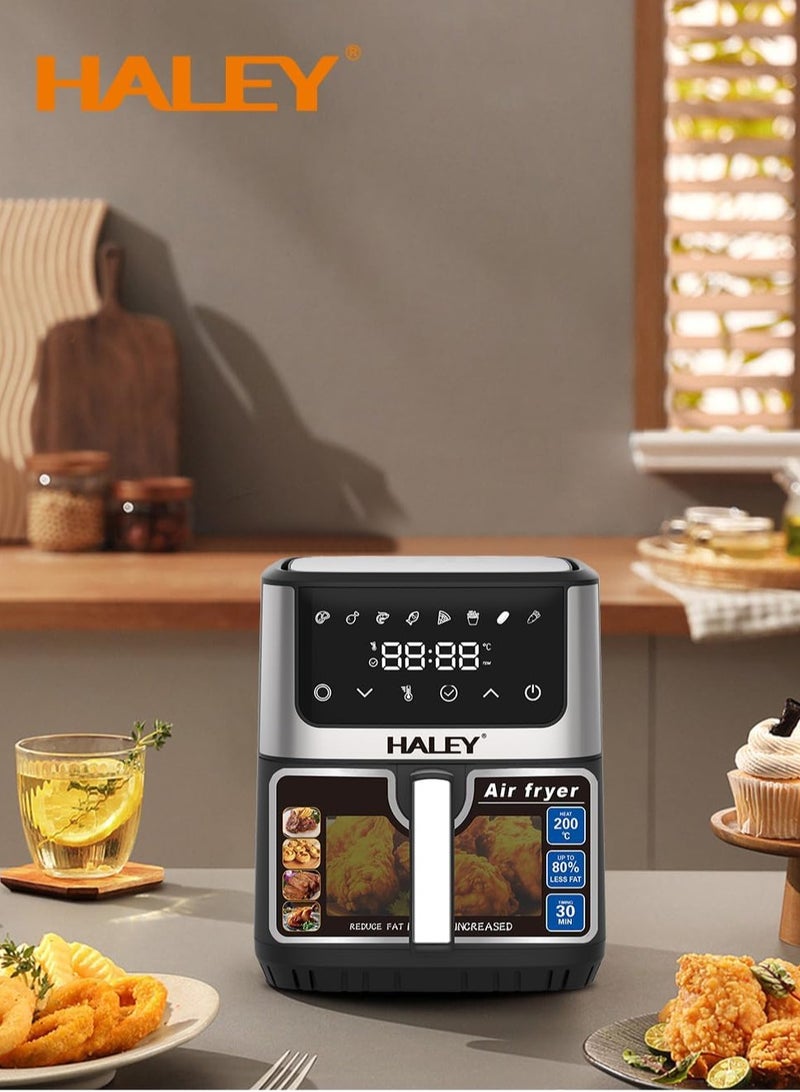 Haley Haley Air Fryer with Window, 2000W Stainless Steel, LED Touch Screen Air Fryer Oven Oil-Free, PTFE-Free, Dishwasher Safe, 2-Year Warranty (8L)  - Image 2