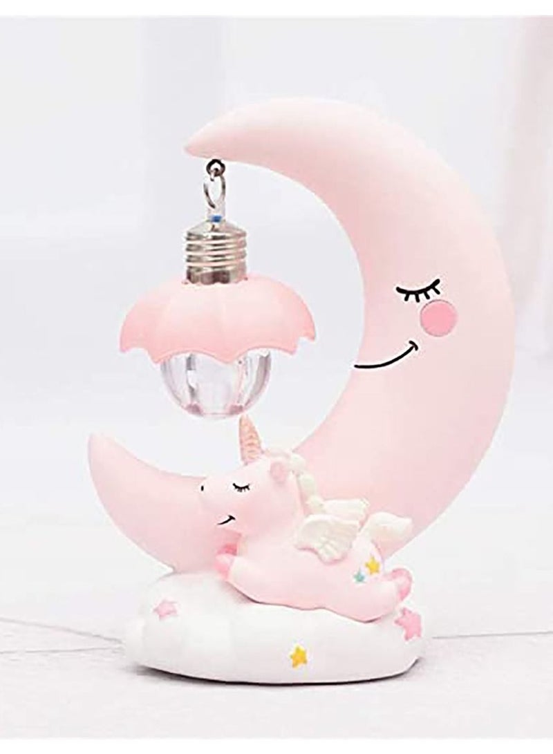 Captaintech Unicorn Moon Night Light, LED Night Light Cartoon Nursery Lamp for Kids Kid Girl Toy Home Decor Birthday Gift Home Decor, Pink - Image 1