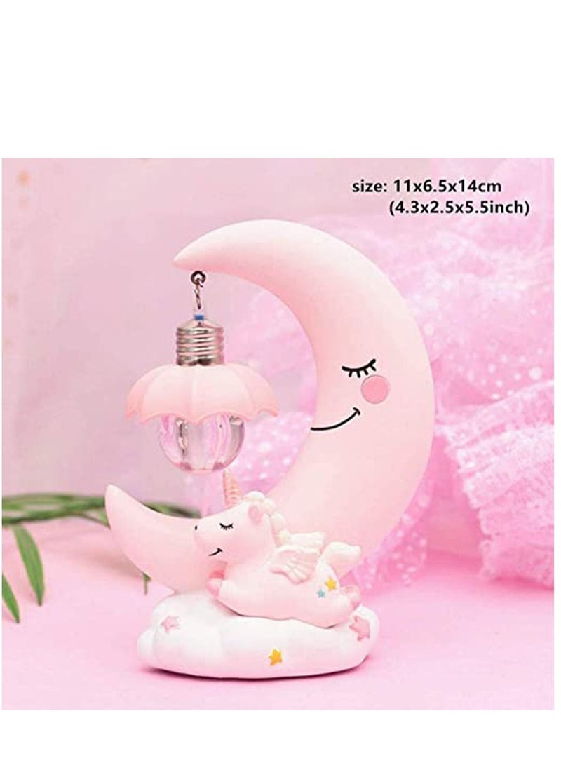 Captaintech Unicorn Moon Night Light, LED Night Light Cartoon Nursery Lamp for Kids Kid Girl Toy Home Decor Birthday Gift Home Decor, Pink - Image 3