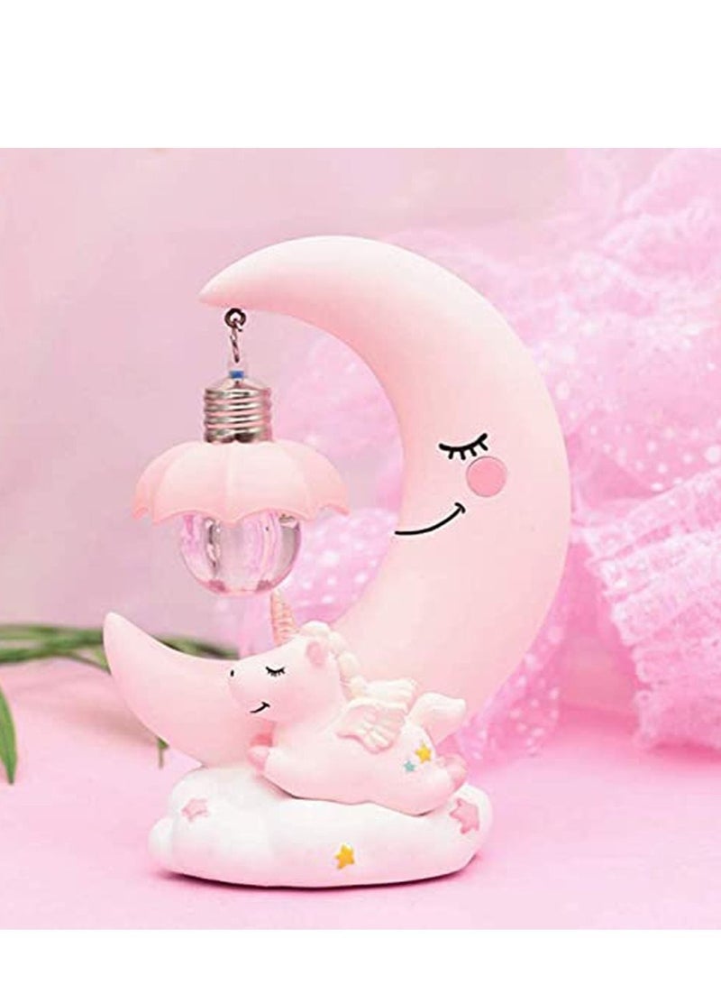 Captaintech Unicorn Moon Night Light, LED Night Light Cartoon Nursery Lamp for Kids Kid Girl Toy Home Decor Birthday Gift Home Decor, Pink - Image 2