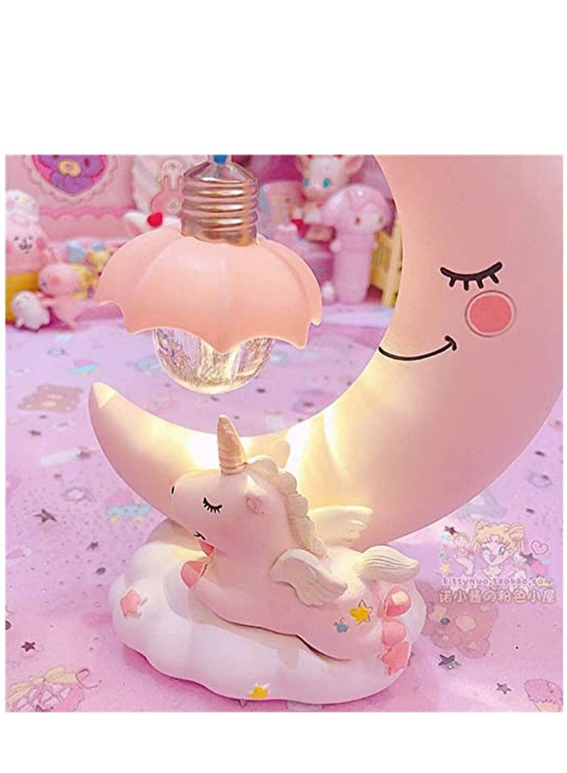 Captaintech Unicorn Moon Night Light, LED Night Light Cartoon Nursery Lamp for Kids Kid Girl Toy Home Decor Birthday Gift Home Decor, Pink - Image 4