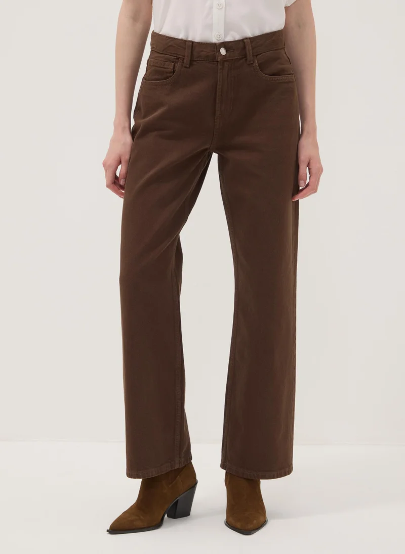 او في اس OVS Brown Straight-Fit Pure Cotton Jeans