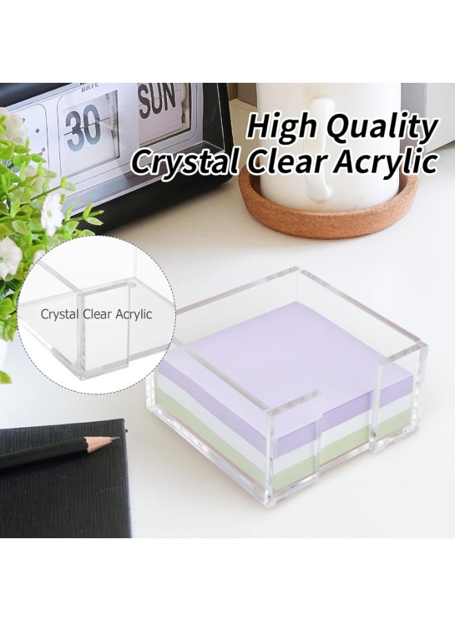 Acrylic Sticky Note Holder, 3 x 3 Crystal Clear Acrylic Notepad Holder Sticky Note Dispenser for Dorm Room and Office Desk Organizer - Image 3