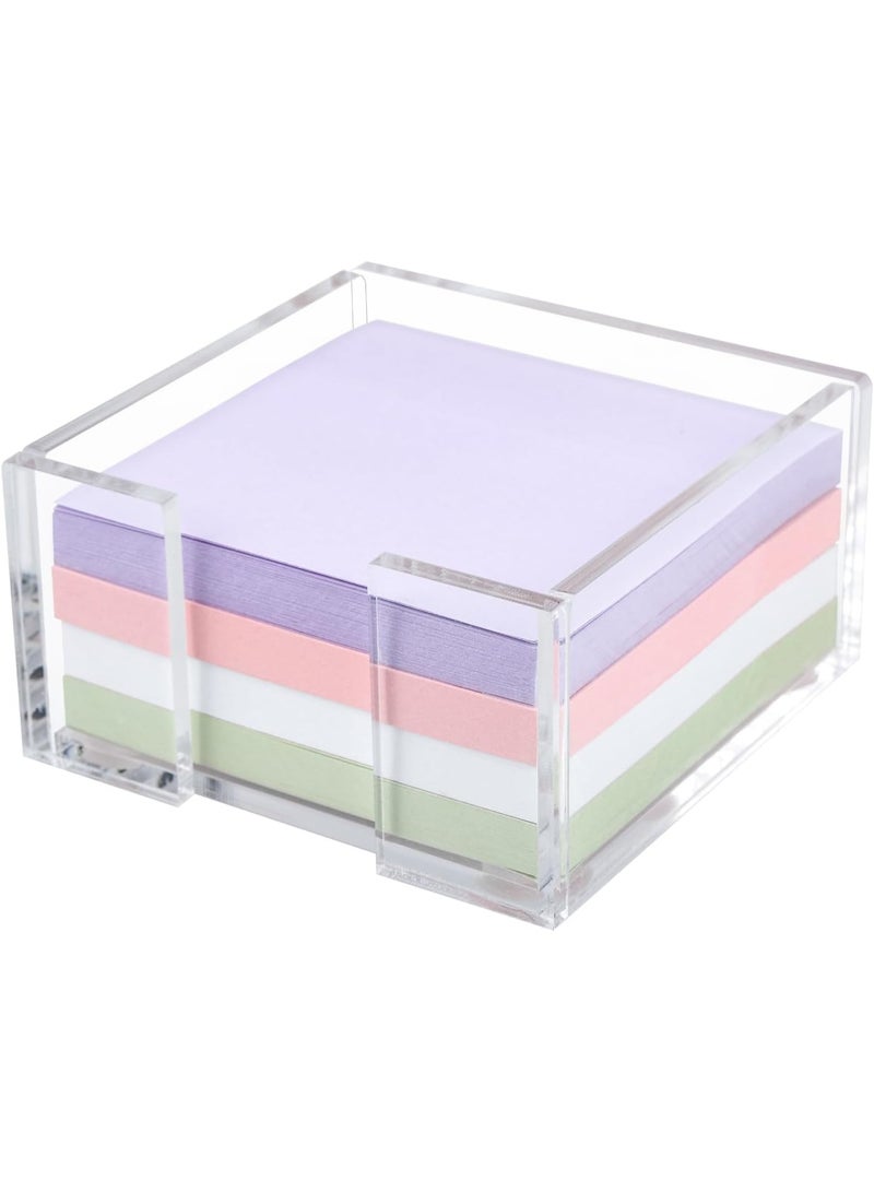 Acrylic Sticky Note Holder, 3 x 3 Crystal Clear Acrylic Notepad Holder Sticky Note Dispenser for Dorm Room and Office Desk Organizer - Image 1