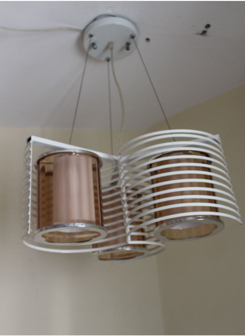 Generic White ceiling pendant 3 lamps with double glass shade  - Image 1