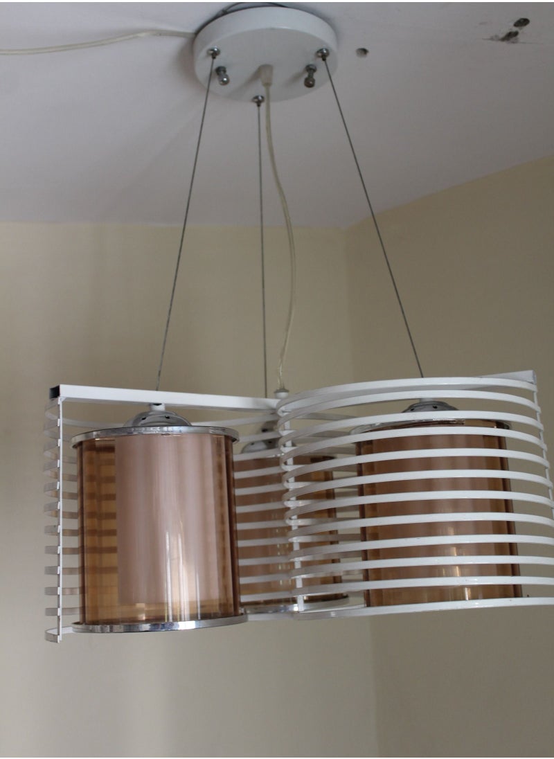 Generic White ceiling pendant 3 lamps with double glass shade  - Image 5