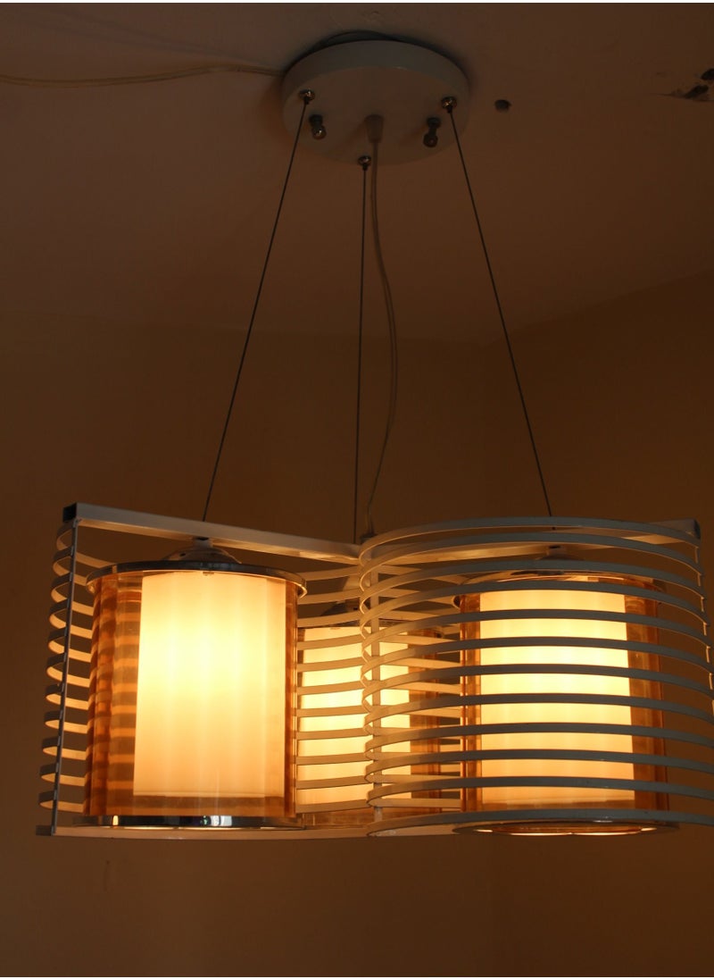 Generic White ceiling pendant 3 lamps with double glass shade  - Image 2