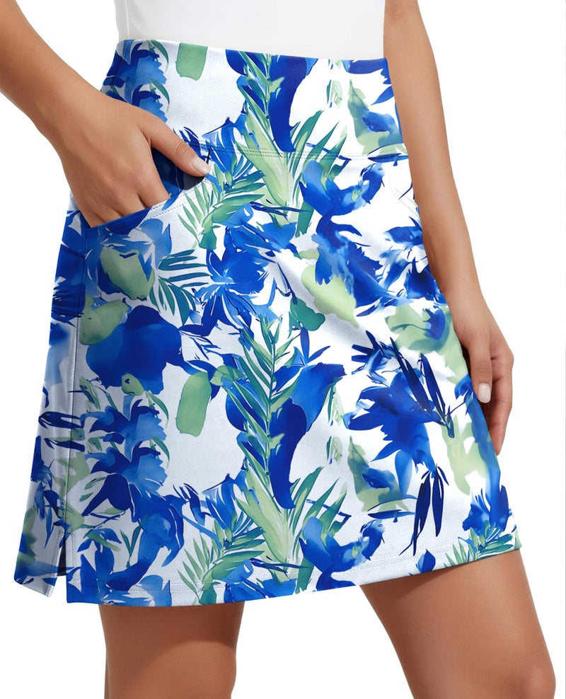 COOrun Womens Golf Skirt Tennis Skirt with Pockets Athletic Skorts for Summer Casual Workout Multi Blue2 Large - Image 1