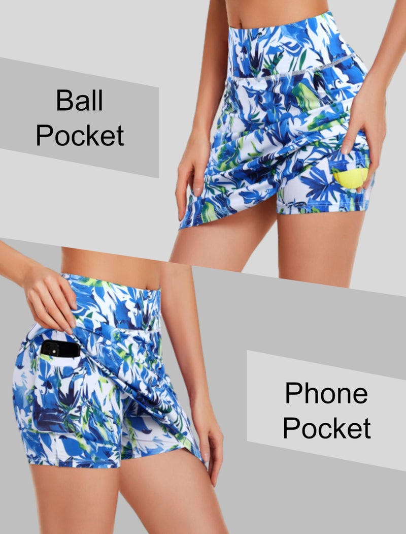 COOrun Womens Golf Skirt Tennis Skirt with Pockets Athletic Skorts for Summer Casual Workout Multi Blue2 Large - Image 4