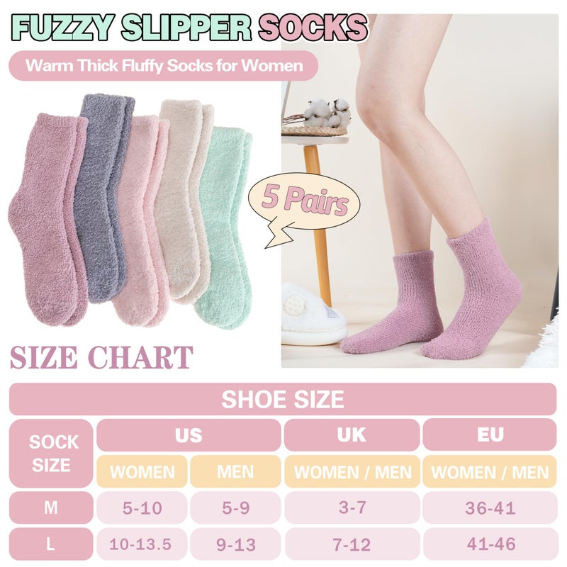 Welwoos Fuzzy Socks for Women Warm Fluffy Winter Cozy Thick Slipper Plush Sleep Comfy Crew Socks Christmas Gifts Stocking Stuffers for Women Teens(Pink/Grey/Green/Beige,M) - Image 5