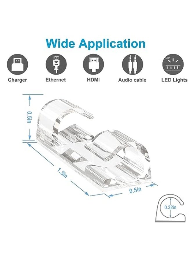 هونونج 50 قطعة مشابك إدارة الكابلات ذاتية اللصق، حوامل أسلاك مطورة للمساحات الجدارية، منظم كابلات قوي لإدارة الكابلات تحت المكتب، السيارة، التلفاز، الكمبيوتر، المكتب المنزلي. - Image 2