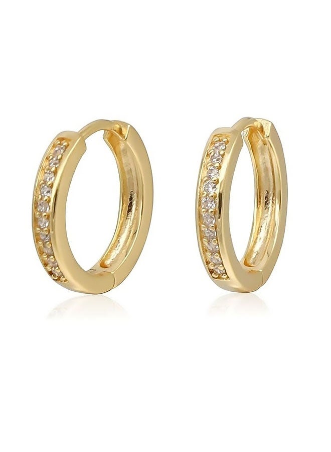 الذهب مع تصميم الألماس أقراط هوجي 18K مطلية بالذهب أقراط هوجي، متعددة الاستخدامات لملابس مكتب الملابس اليومية التجمعات الاجتماعية هدايا العطلة والرحلات غير الرسمية مناسبة للرجال والنساء - Image 3