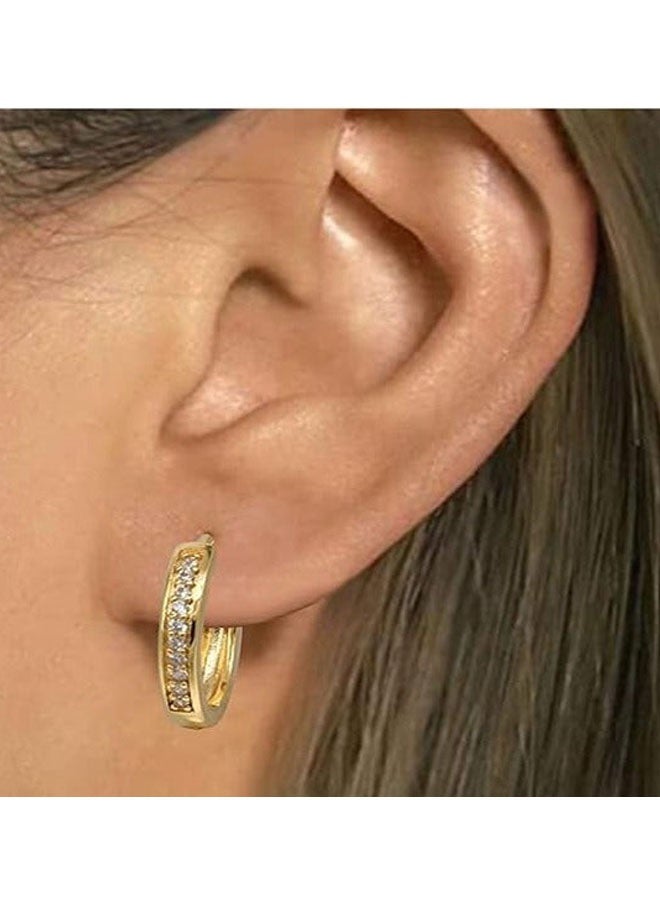 الذهب مع تصميم الألماس أقراط هوجي 18K مطلية بالذهب أقراط هوجي، متعددة الاستخدامات لملابس مكتب الملابس اليومية التجمعات الاجتماعية هدايا العطلة والرحلات غير الرسمية مناسبة للرجال والنساء - Image 2