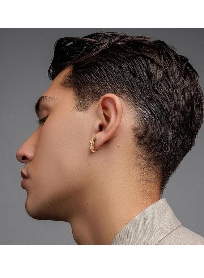 الذهب مع تصميم الألماس أقراط هوجي 18K مطلية بالذهب أقراط هوجي، متعددة الاستخدامات لملابس مكتب الملابس اليومية التجمعات الاجتماعية هدايا العطلة والرحلات غير الرسمية مناسبة للرجال والنساء - Image 4