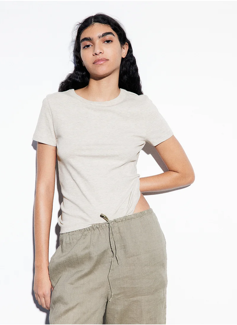 H&M Ribbed Modal-Blend T-Shirt