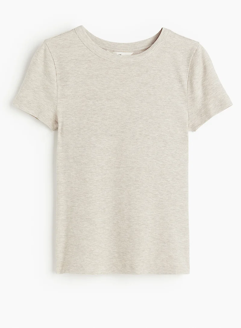 H&M Ribbed Modal-Blend T-Shirt