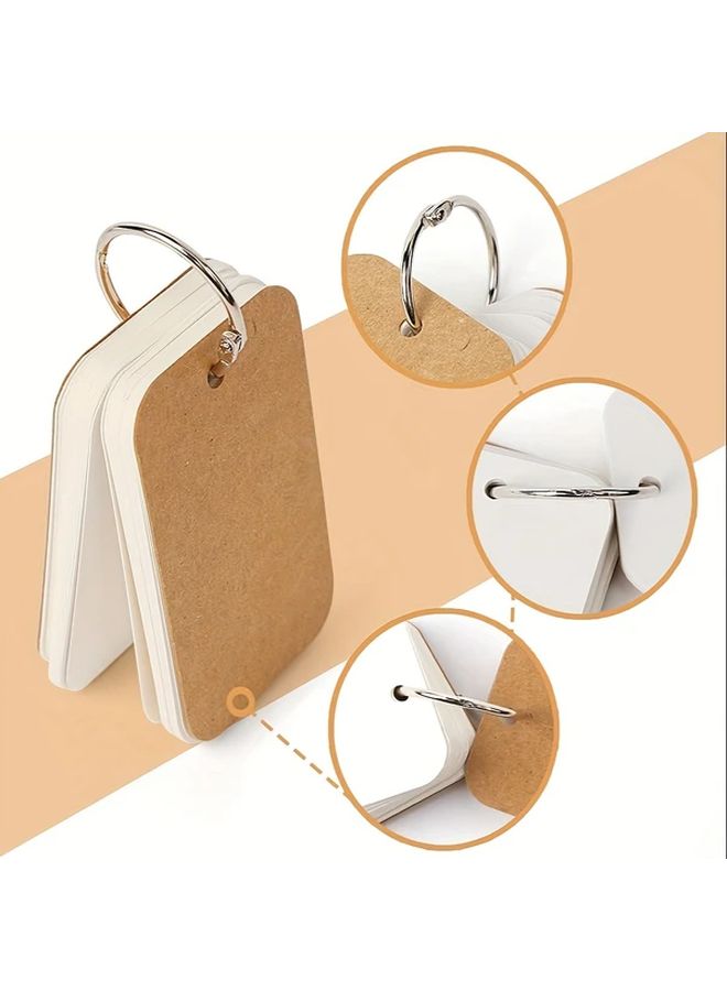 White 300 Blank Index Cards 6 Pack with Binder Rings for Learning and DIY - Image 2