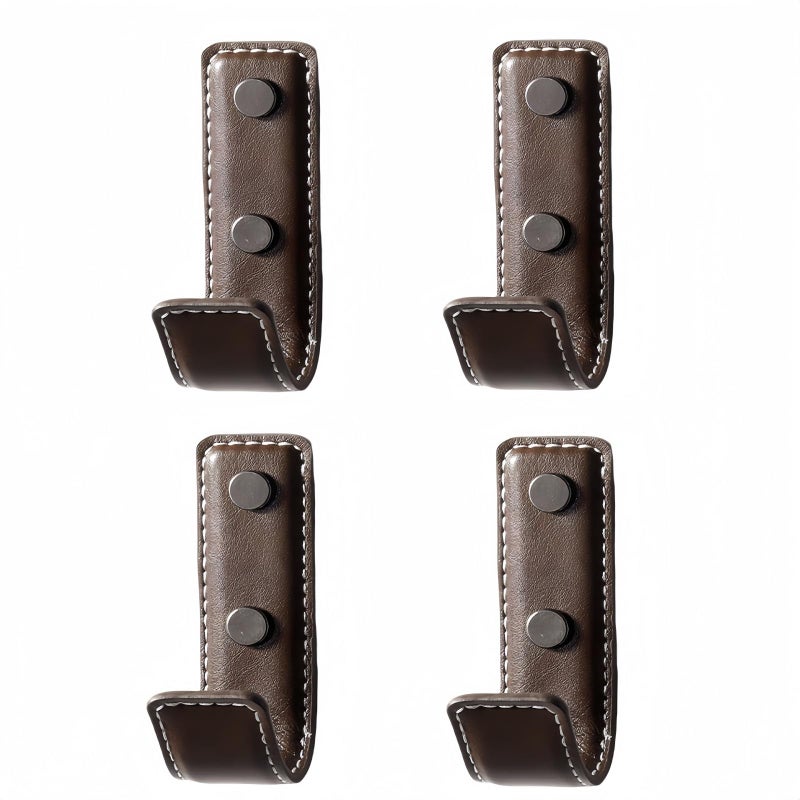 GHYTRIGEN 4 Pcs Leather Coat Hooks Wall MountCoat Hooks for WallWall Hooks for Hanging Robe Towels Bags Hats Scarf Keys Clothes Suitable for Bedroom Entryway and Closet Coffee - Image 2