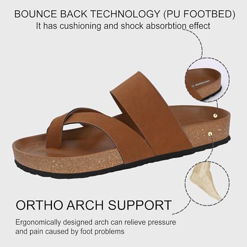 Centrino Mens Cushion Sliders/Slippers | PU Padding on the Footbed | Bounce Back Technology | Comfortable & LightWeight | Stylish & Everyday Flip Flops for Gents 6864-2_BROWN_10 - Image 4