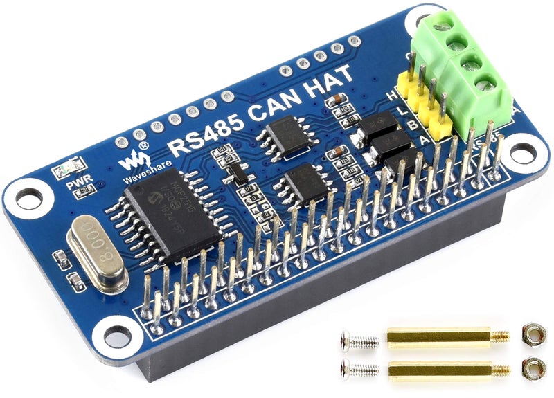 Waveshare RS485 CAN HAT for Raspberry Pi 5/4B/3B+/3B/2B/B+/Zero/Zero W/WH/2W, Long-Distance Communication via RS485/CAN Function, Onboard CAN Controller MCP2515, SPI Interface Transceiver SIT65HVD230DR - Image 1