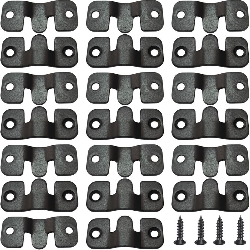 YEWLACA 20Pcs Black Flush Mount Bracket 1.73" x 0.75" Stainless Steel Interlock Photo Hanging Buckle, Heavy Duty Picture Hanger Sectional Connector Z Clips Headboard Wall Mounting Brackets with Screws - Image 1