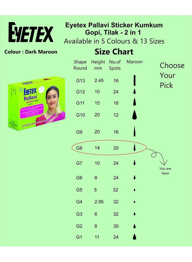 Eyetex Pallavi Spot Gopi (G814 Mm Dark Maroon) 20 Flaps Breathable Fabric No Gum Marks Does Not Irritate Skin - Image 4