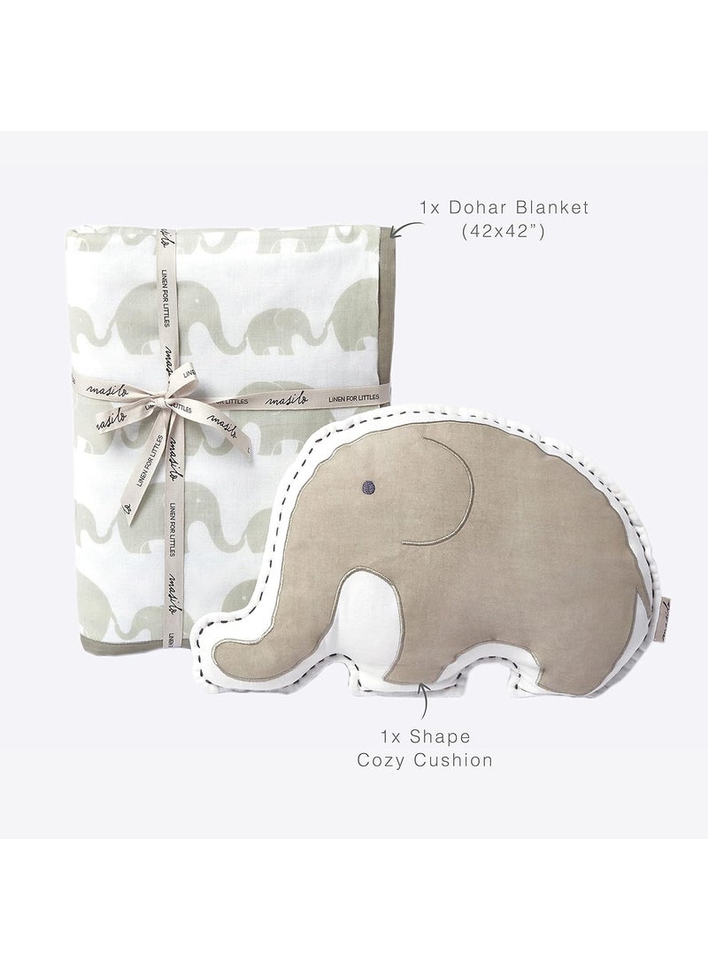 Masilo Masilo Organic Cotton Baby Blanket with Toy for Newborn/Infant-Dohar Blanket Combo-1X Blanket, 1X Toy, Elephant-Green  - Image 4