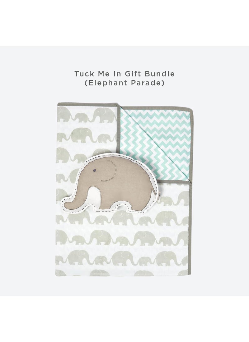 Masilo Masilo Organic Cotton Baby Blanket with Toy for Newborn/Infant-Dohar Blanket Combo-1X Blanket, 1X Toy, Elephant-Green  - Image 2