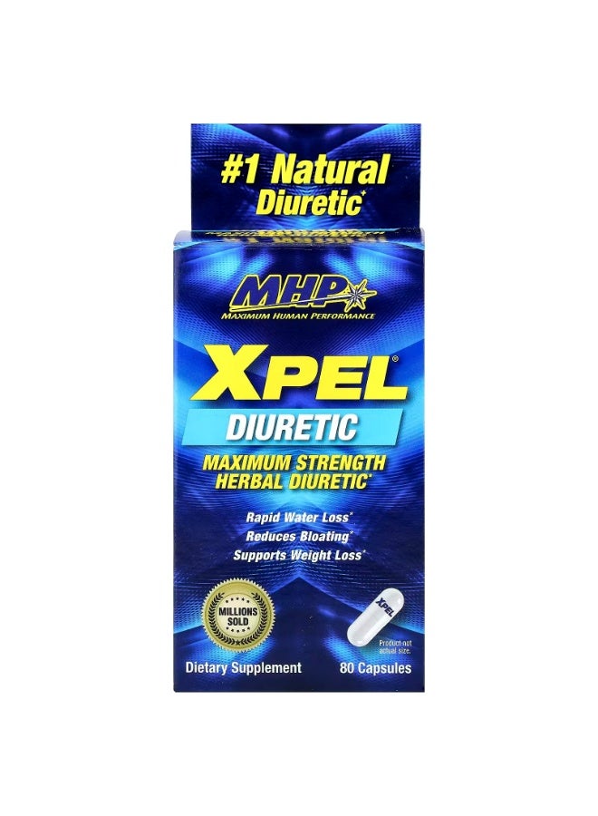 MHP XPEL Maximum Strength Herbal Diuretic 80 Capsules | Advanced Botanical Blend with Electrolytes | Fitness & Active Lifestyle Supplement - Image 1