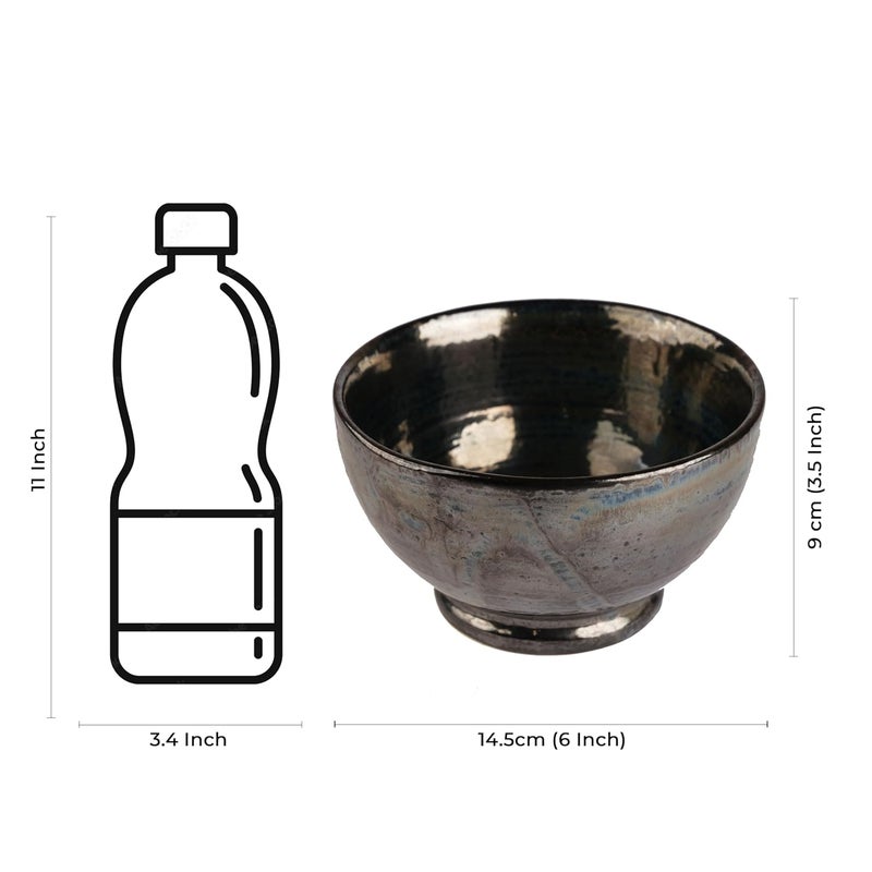 Caffeine Ceramic Handmade Black Metallic Nut Serving Bowl Set of 2 - Image 3