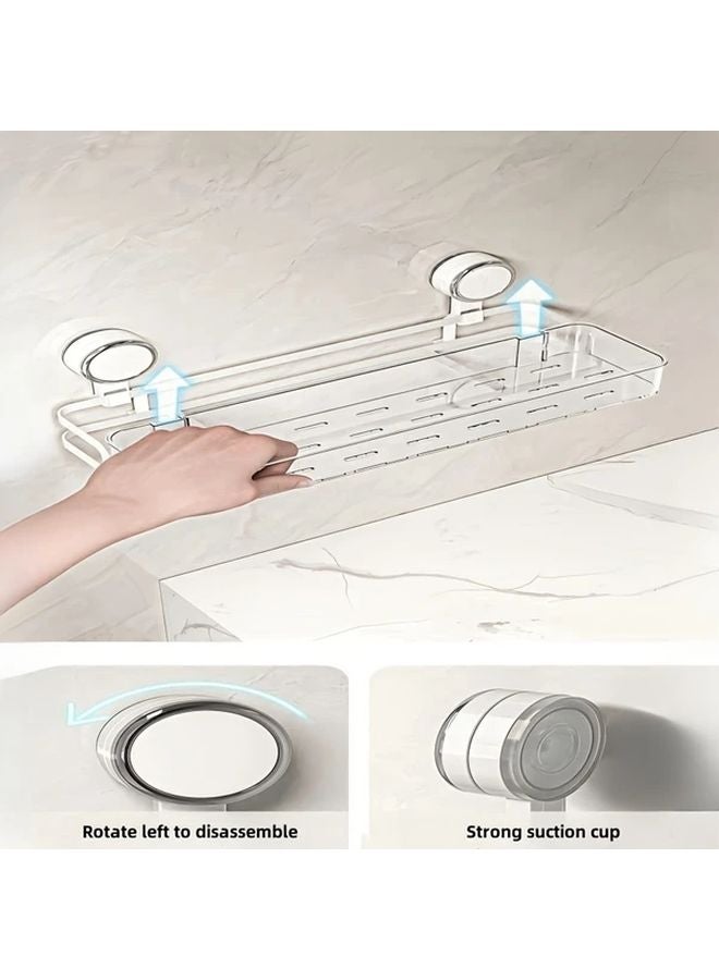 Grey No Drill Wall Mounted Storage Rack Suction Cup Shelf For Bathroom Kitchen Organization - Image 5