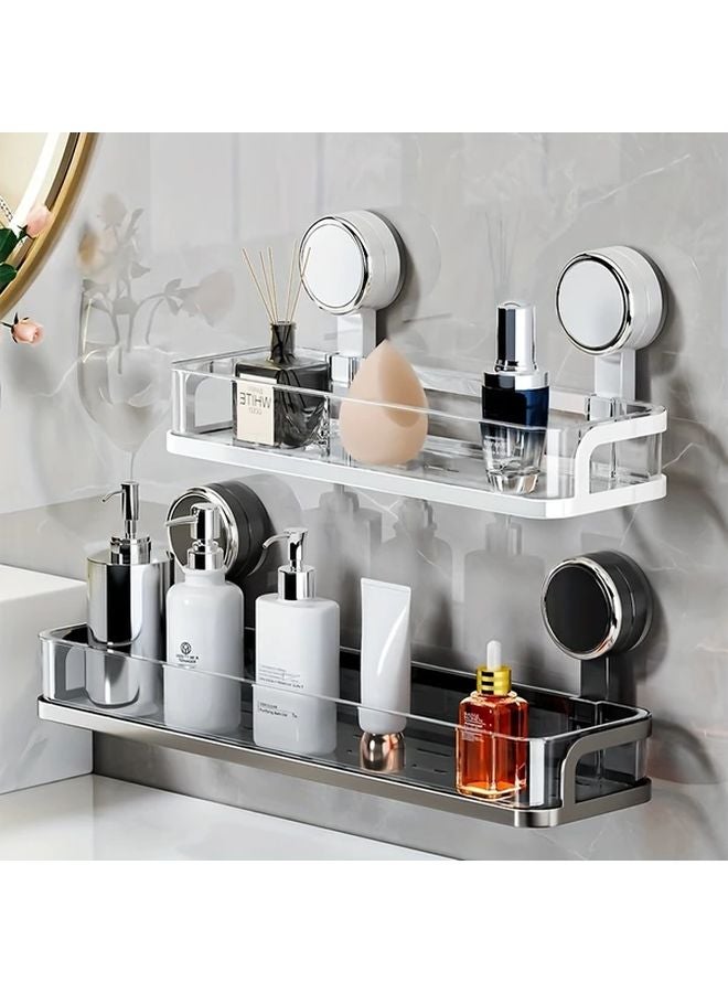 Grey No Drill Wall Mounted Storage Rack Suction Cup Shelf For Bathroom Kitchen Organization - Image 3