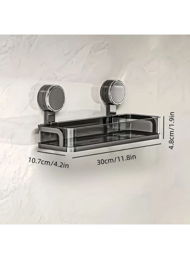 Grey No Drill Wall Mounted Storage Rack Suction Cup Shelf For Bathroom Kitchen Organization - Image 1