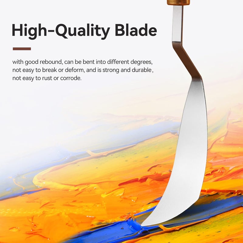 Lightwish 2 Pieces Palette Knife Set Stainless Steel Spatula palette knife for oil painting acrylic painting, Painting Knife with Wood Handle for Artist Painting supplies - Image 5