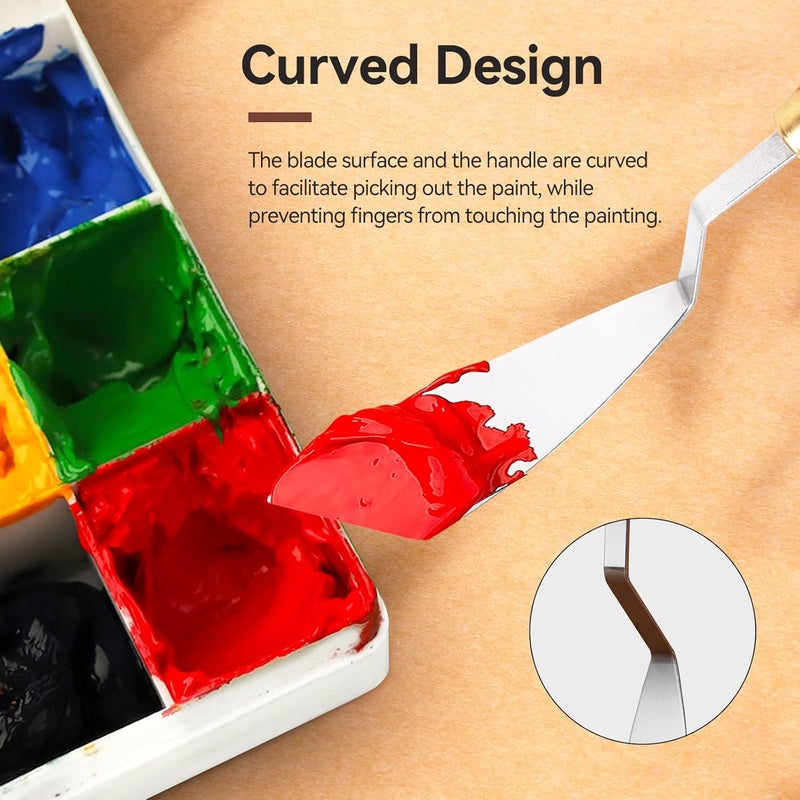 Lightwish 2 Pieces Palette Knife Set Stainless Steel Spatula palette knife for oil painting acrylic painting, Painting Knife with Wood Handle for Artist Painting supplies - Image 4