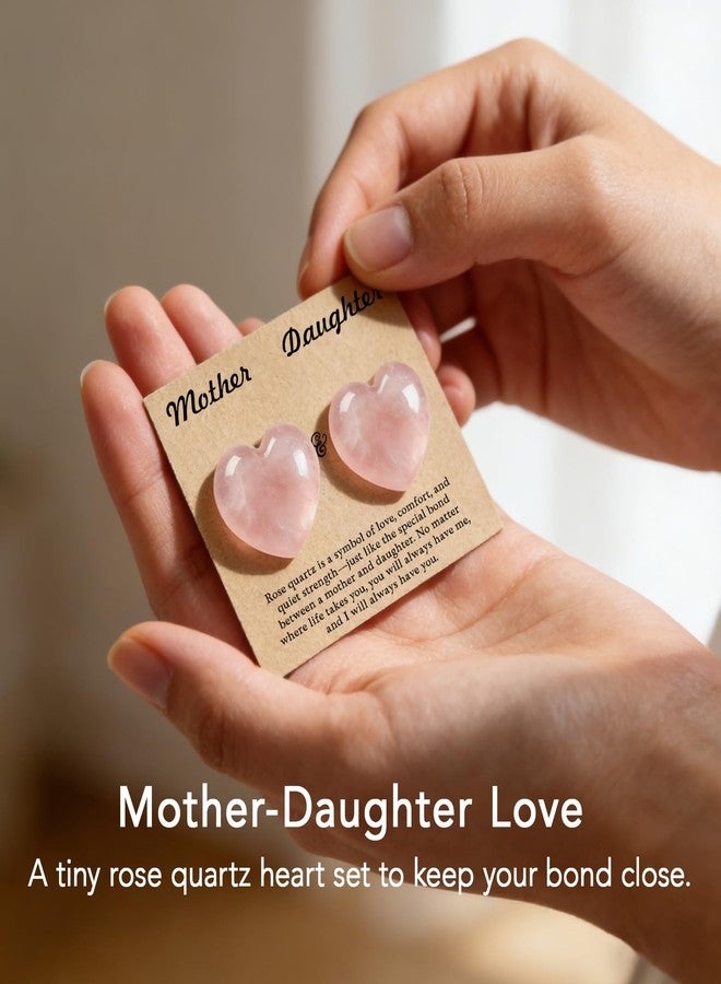 Taxhtext Rose Quartz Heart Set for Mother&Daughter, Matching Love Keepsake Gift for Mom and Daughter, Crystal Pocket Hug Tokens for Bond, Mother’s Day Birthday Gift for Mom(Rose) - Image 3