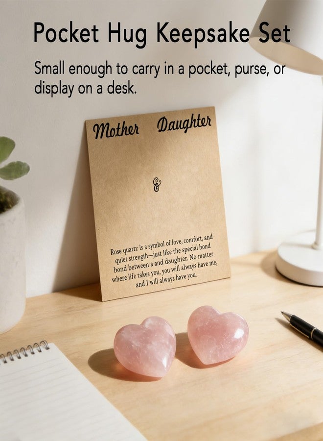 Taxhtext Rose Quartz Heart Set for Mother&Daughter, Matching Love Keepsake Gift for Mom and Daughter, Crystal Pocket Hug Tokens for Bond, Mother’s Day Birthday Gift for Mom(Rose) - Image 5